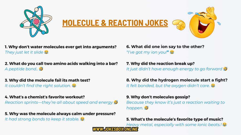 molecule and reaction based jokes